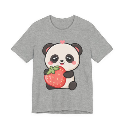 Kawaii Panda Strawberry T-Shirt – Sweet Chibi Animal Tee