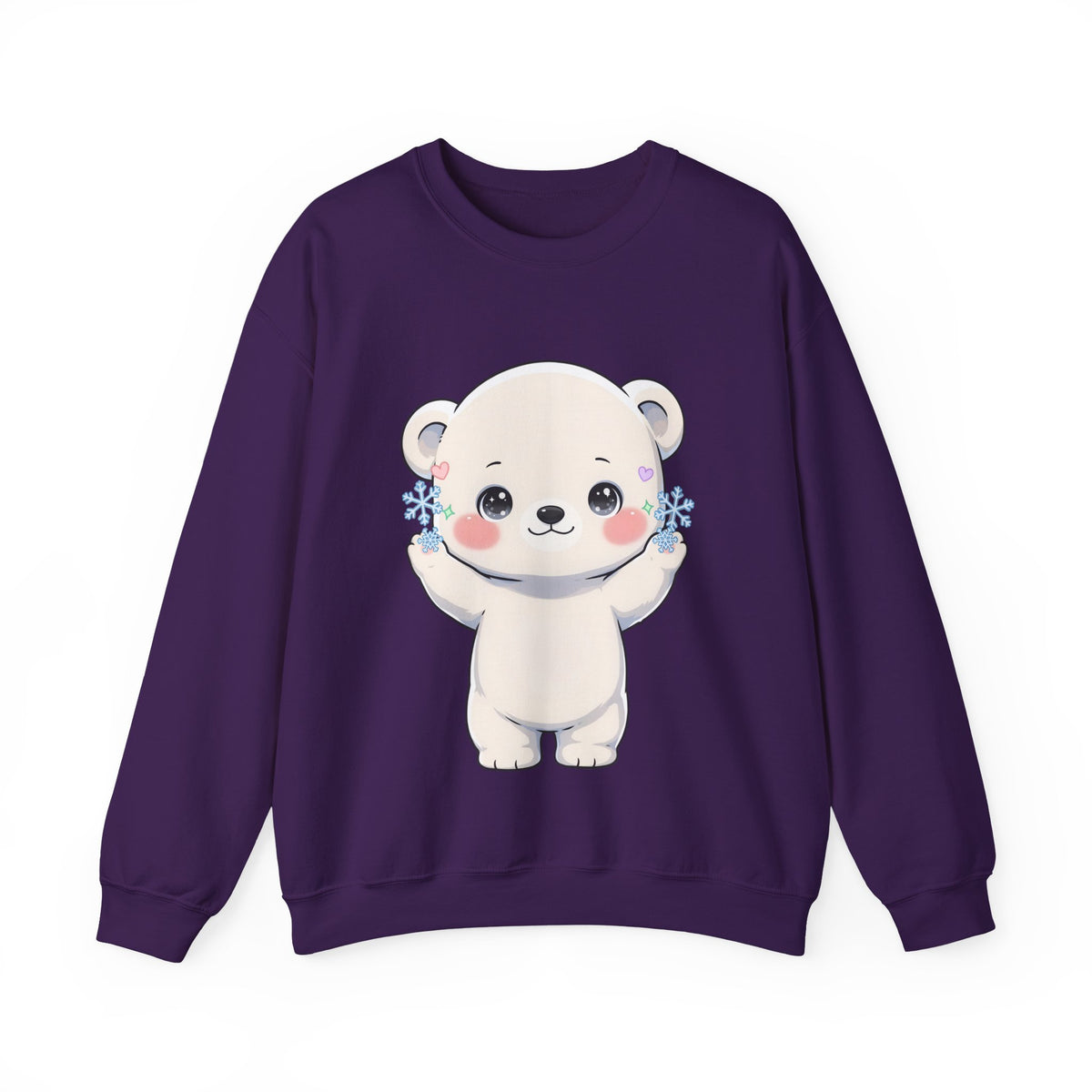 Kawaii Polar Bear Sweatshirt, Cute Snowflake Crewneck
