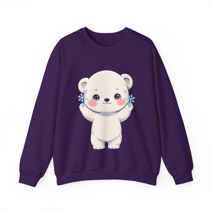 Kawaii Polar Bear Sweatshirt, Cute Snowflake Crewneck