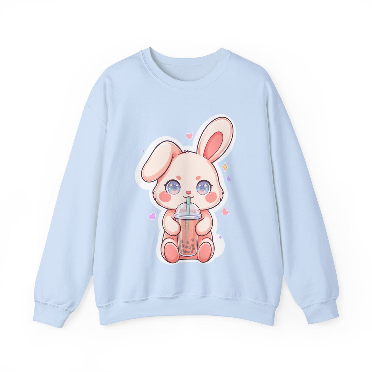 Kawaii Bunny Bubble Tea Sweatshirt, Cute Chibi Crewneck