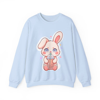 Kawaii Bunny Bubble Tea Sweatshirt, Cute Chibi Crewneck