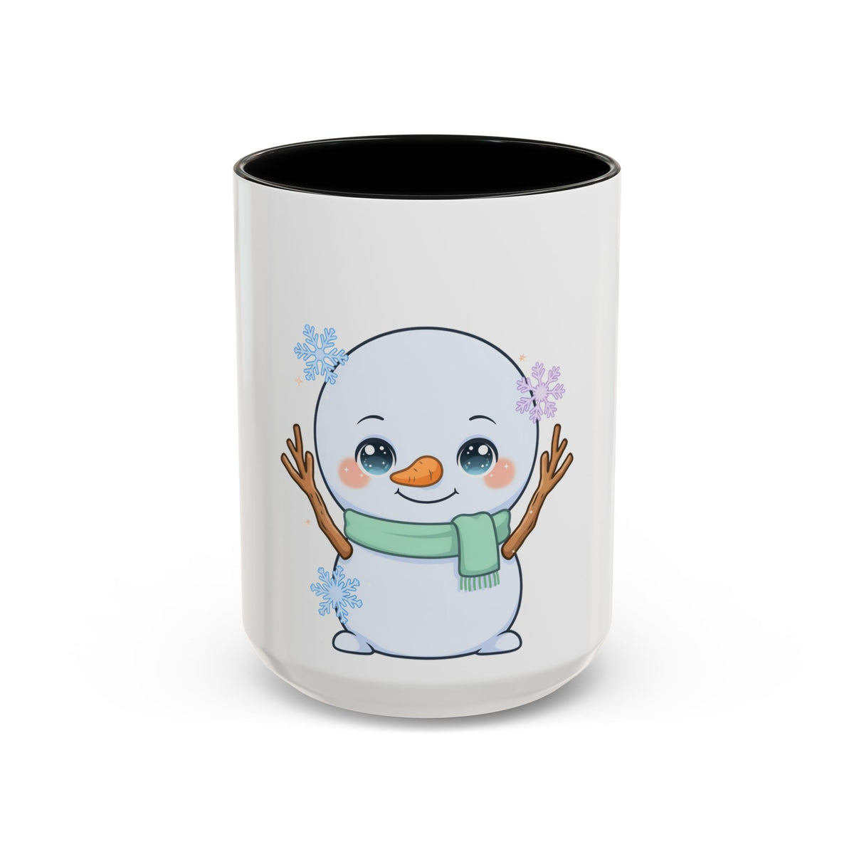 Kawaii Snowman Accent Coffee Mug for Winter Fans