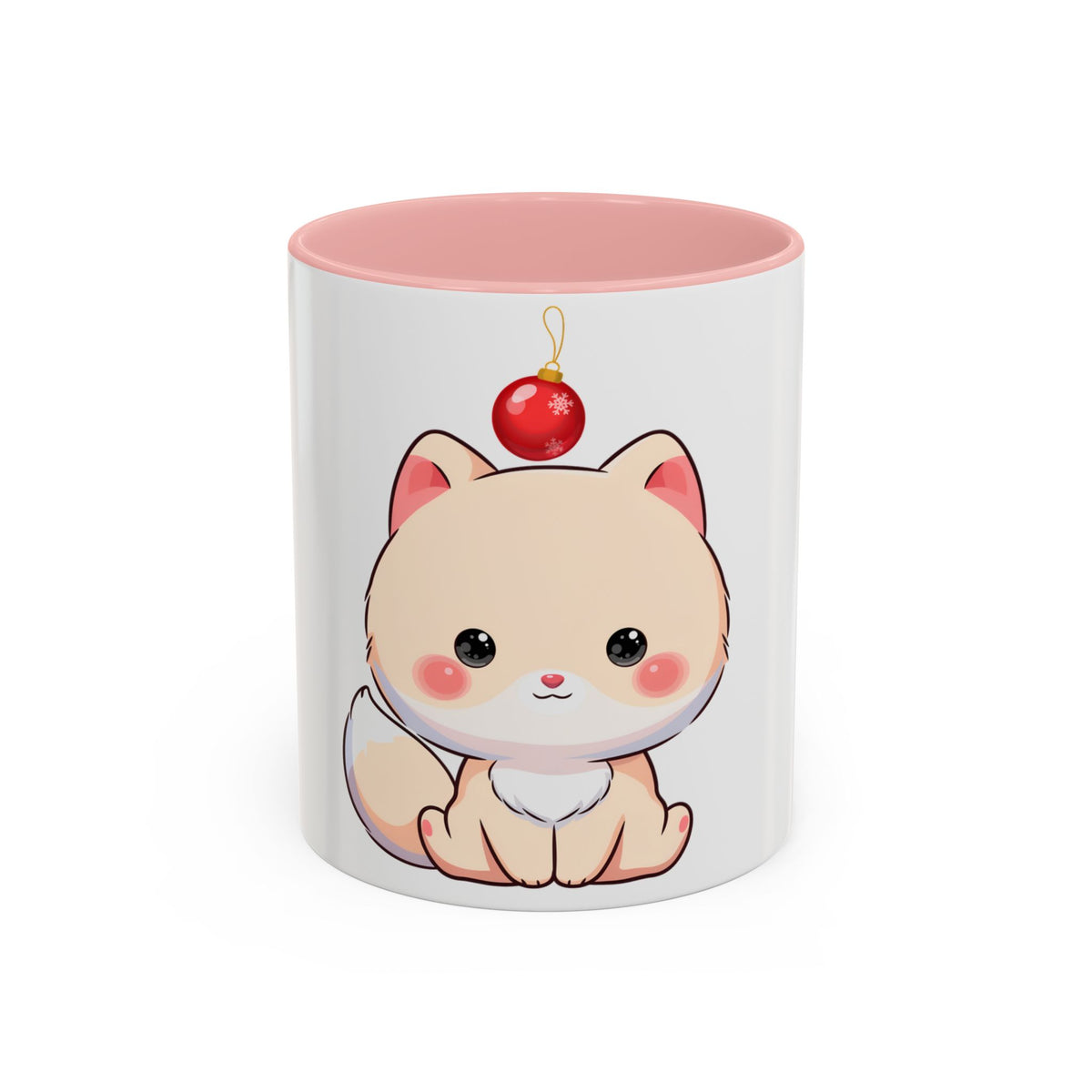 Kawaii Arctic Fox Christmas Mug – Cute Holiday Accent Mug