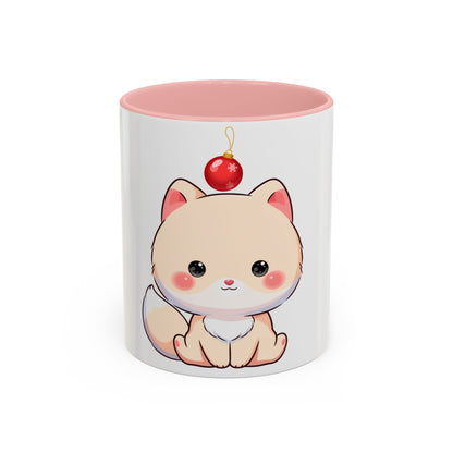 Kawaii Arctic Fox Christmas Mug – Cute Holiday Accent Mug