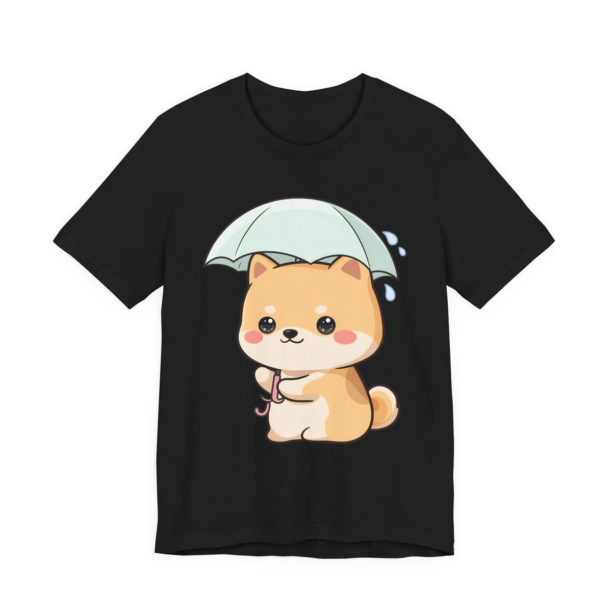 Kawaii Shiba Inu Umbrella T-Shirt for Rainy Day Fans