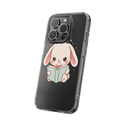 Kawaii Reading Bunny Clear Impact-Resistant Case