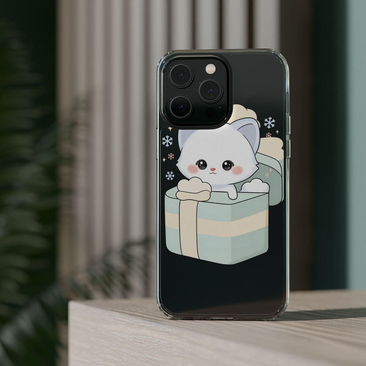 Kawaii Arctic Fox Clear Impact-Resistant Phone Case