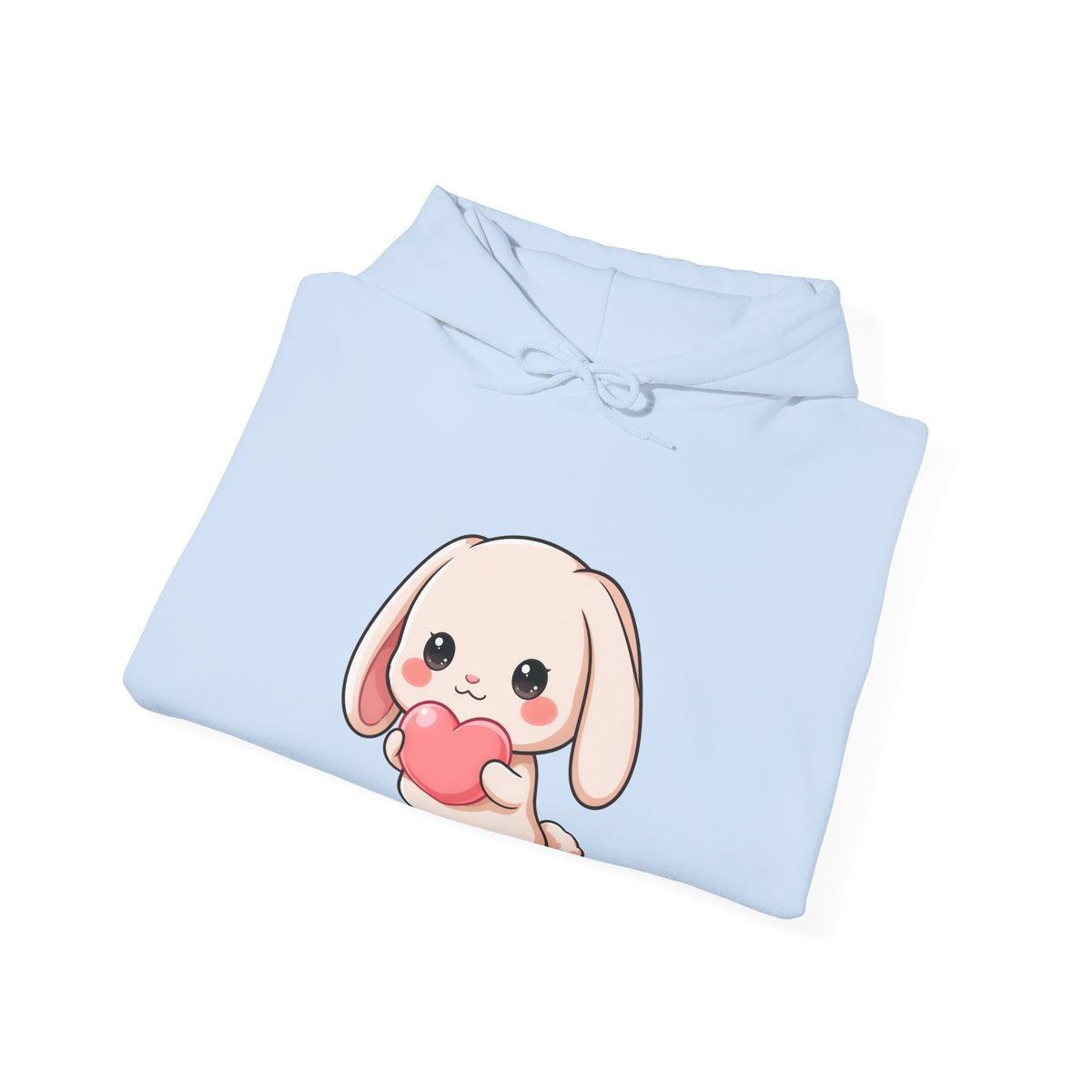Kawaii Bunny Heart Hoodie, Cute Unisex Heavy Blend Sweatshirt