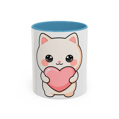 Kawaii Cat Heart Accent Coffee Mug for Sweet Morning Sips