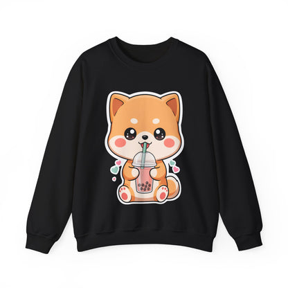Kawaii Shiba Inu Bubble Tea Sweatshirt, Cute Dog Gift