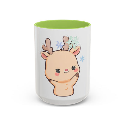 Kawaii Reindeer Accent Coffee Mug for Cozy Winter Sips