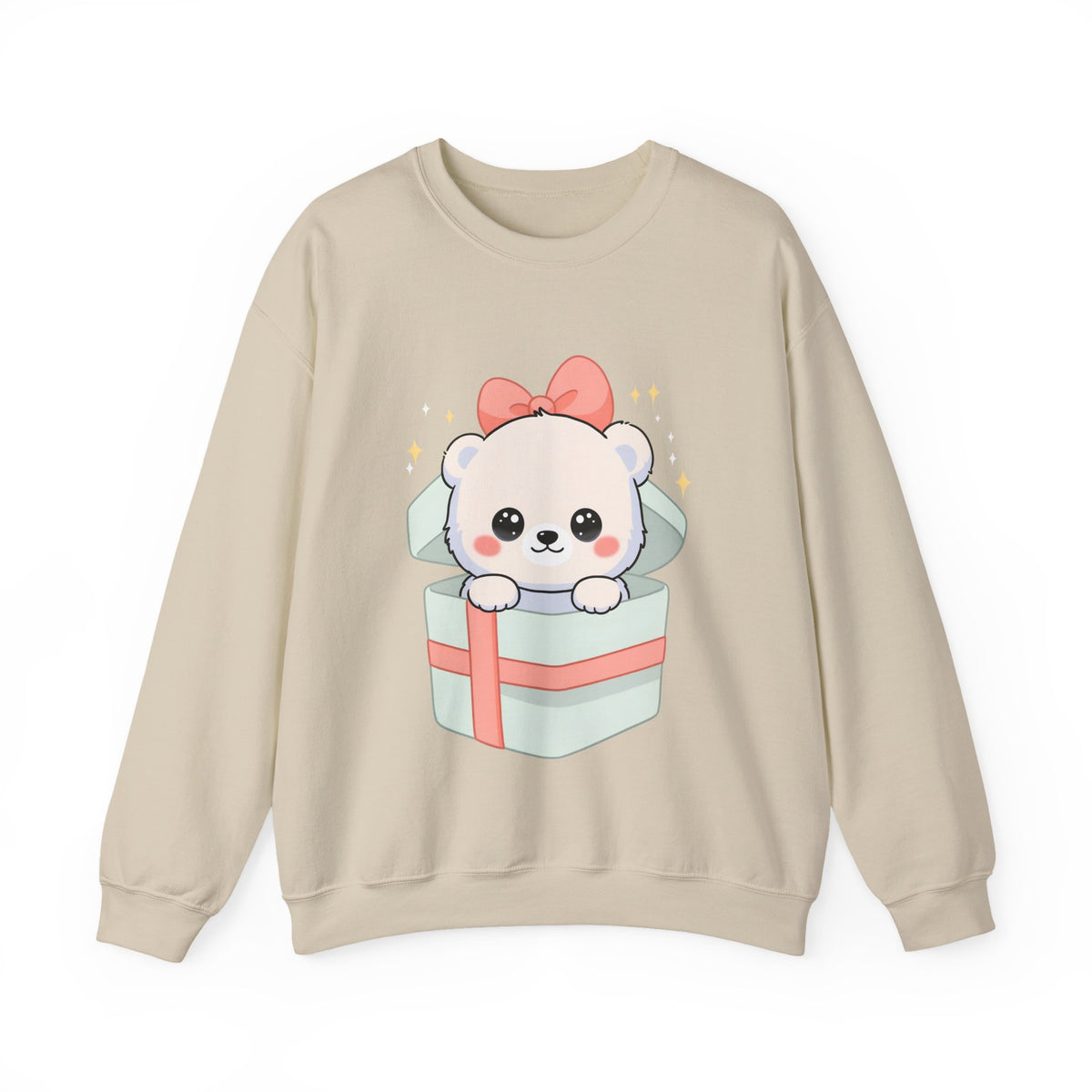 Kawaii Polar Bear Sweatshirt, Cute Gift Box Cub