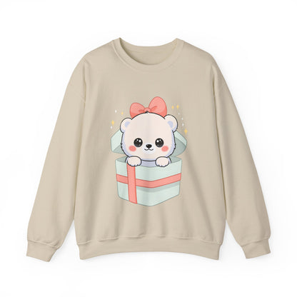 Kawaii Polar Bear Sweatshirt, Cute Gift Box Cub
