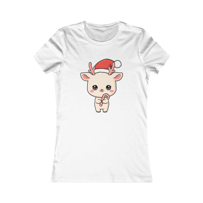Kawaii Reindeer Christmas Women's Tee – Cute Holiday Shirt