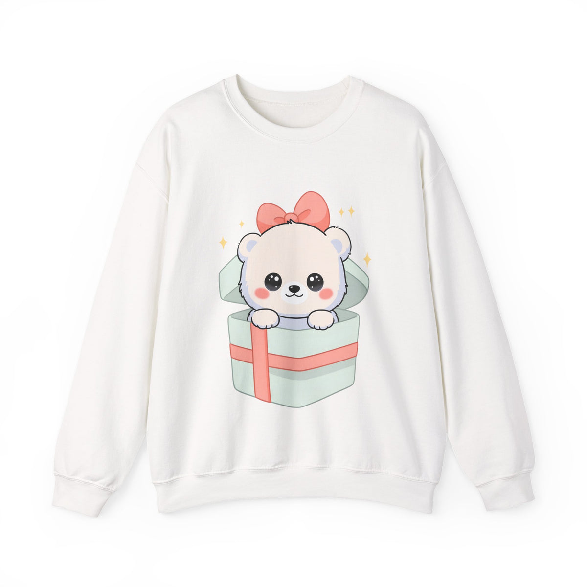 Kawaii Polar Bear Sweatshirt, Cute Gift Box Cub