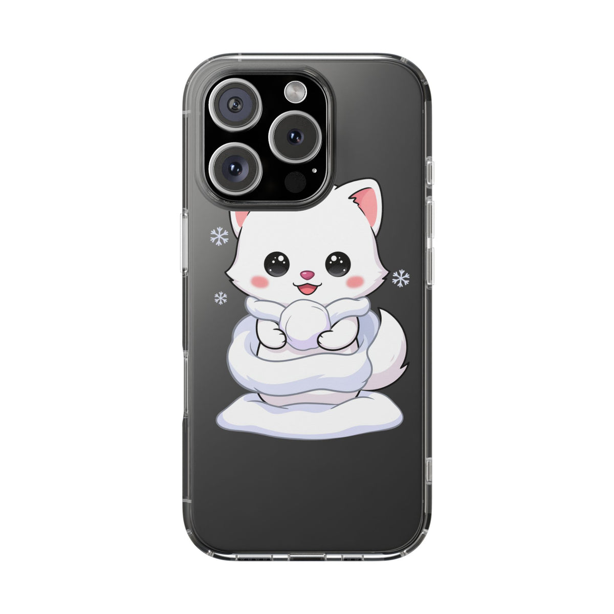 Kawaii Arctic Fox Phone Case, Cute Snow Day Gift