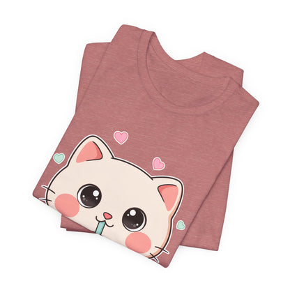 Kawaii Bubble Tea Cat T-Shirt for Cat and Boba Lovers