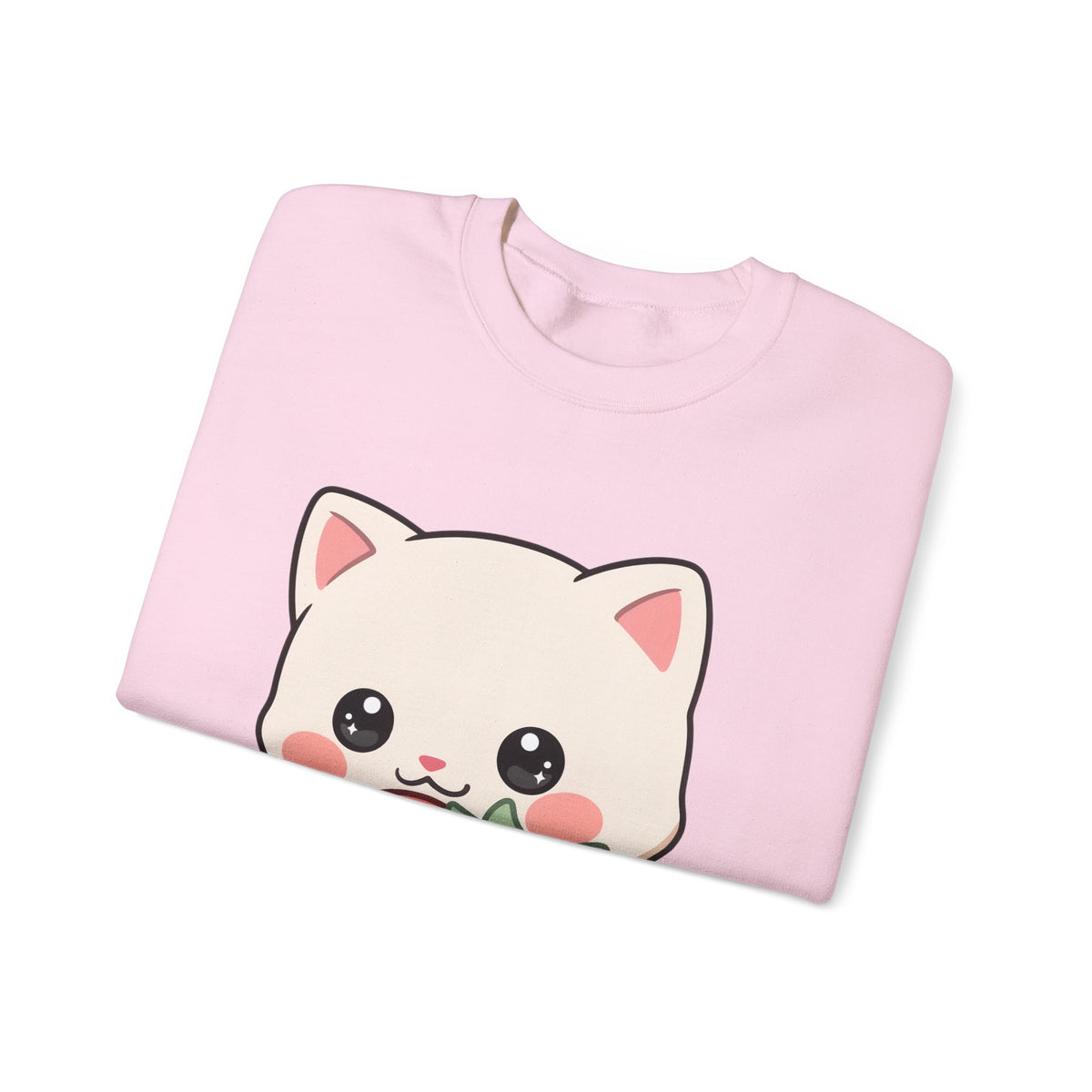 Kawaii Cat Strawberry Sweatshirt, Cute Chibi Crewneck