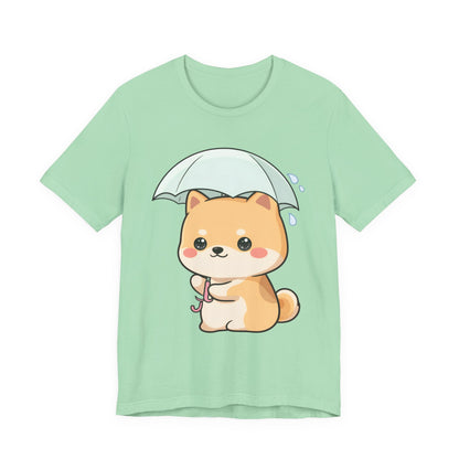 Kawaii Shiba Inu Umbrella T-Shirt for Rainy Day Fans