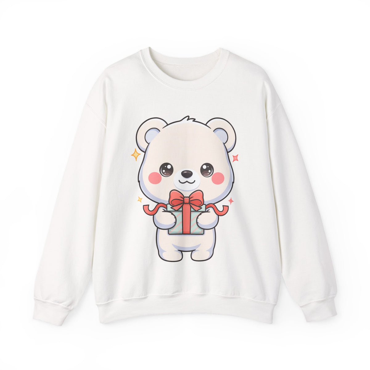 Kawaii Polar Bear Sweatshirt, Cute Gift-Giving Cub