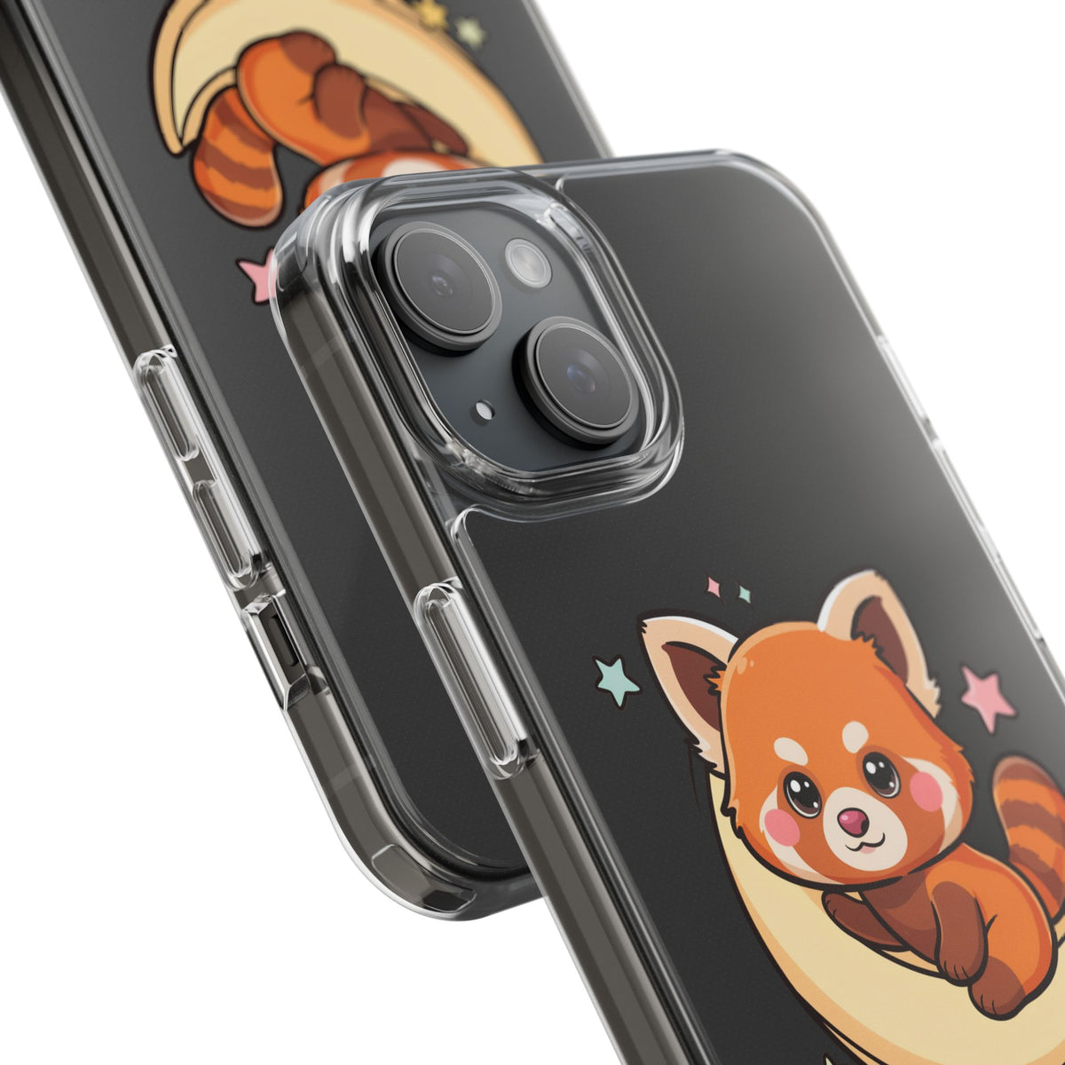 Red Panda Phone Case, Kawaii Moon Companion