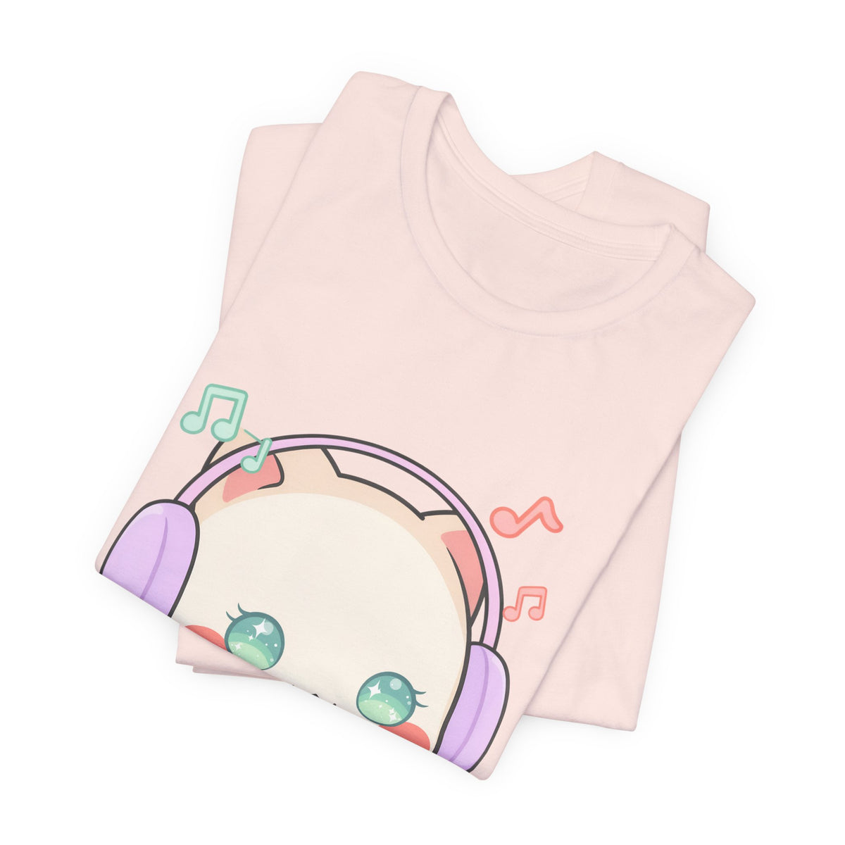 Kawaii Cat Music Lover T-Shirt, Cute Headphone Kitty Tee