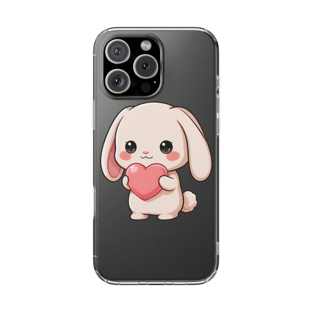 Kawaii Bunny Clear Phone Case with Heart