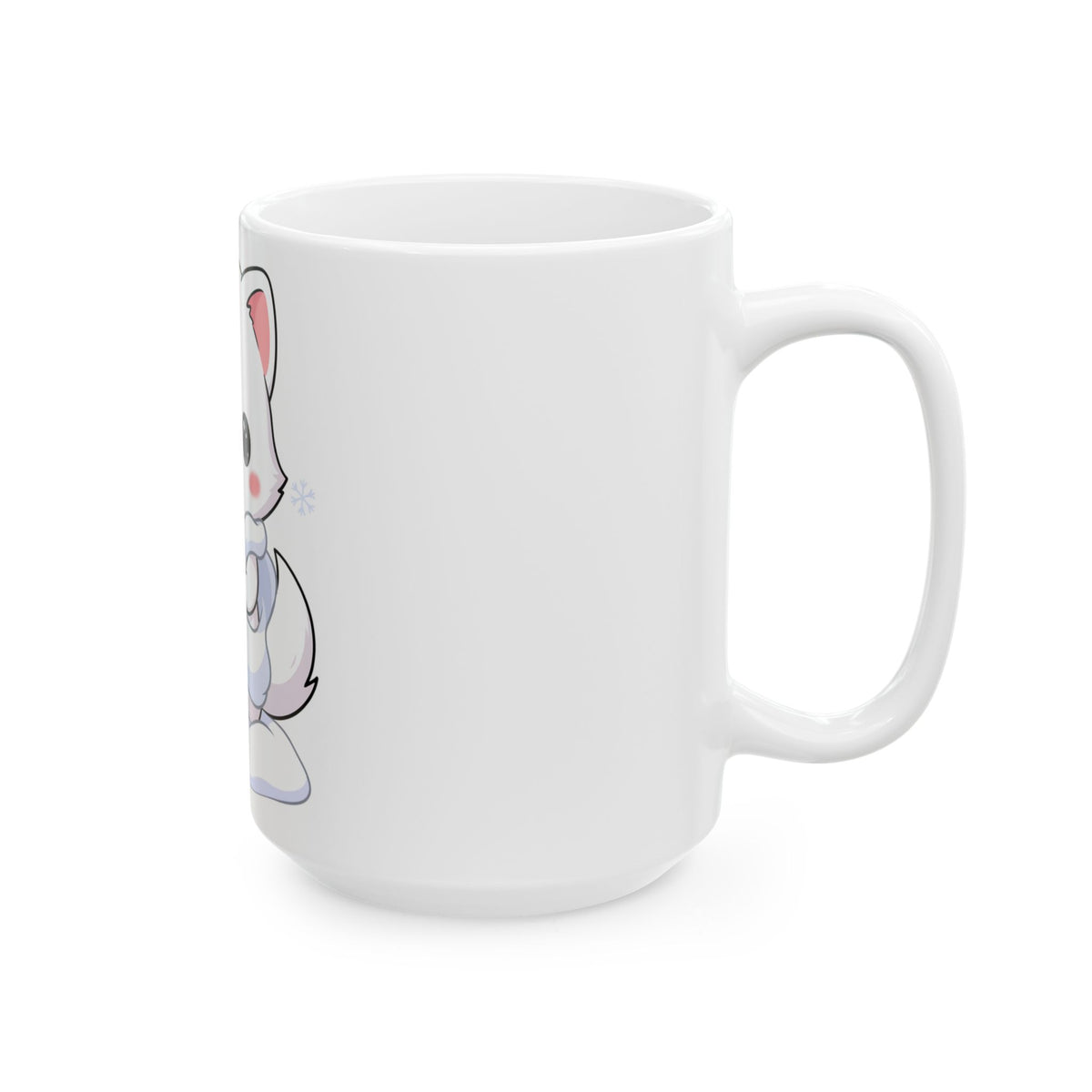 Kawaii Arctic Fox Mug, Cute Snowy Animal Ceramic Cup