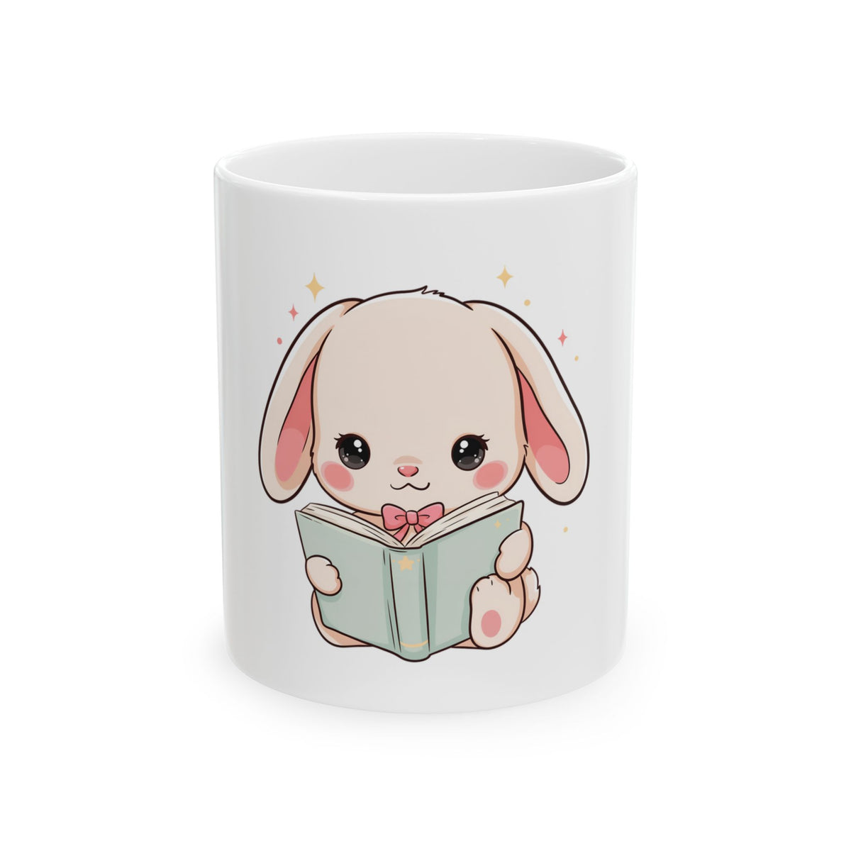 Book Lover Bunny Mug, Cute Reading Gift for Bookworms
