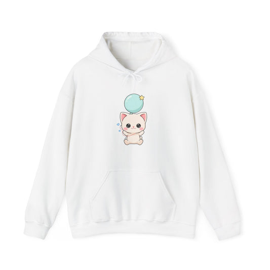 Kawaii Cat Hoodie, Cute Balloon Cat Unisex Sweatshirt