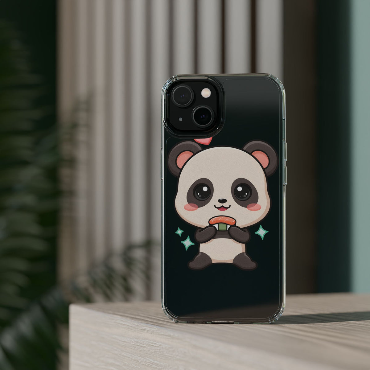 Kawaii Panda Sushi Phone Case, Clear Impact-Resistant Case