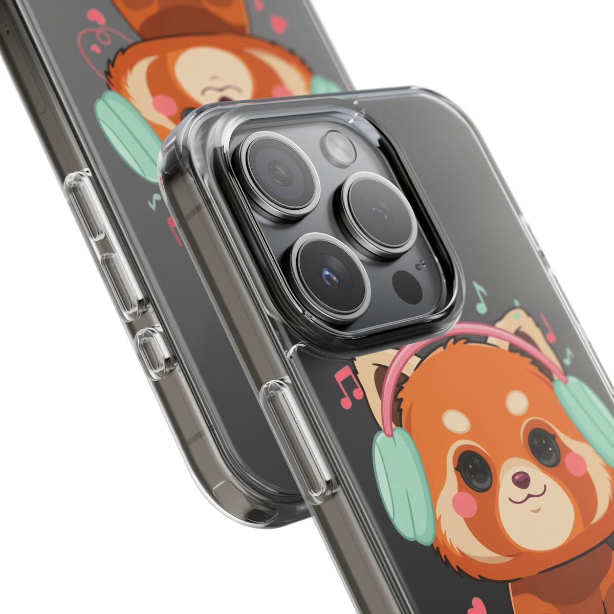 Red Panda Phone Case, Kawaii Music Lover Clear Case