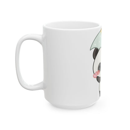 Kawaii Panda Mug with Umbrella | Cute Ceramic Coffee Mug