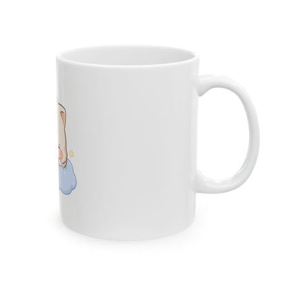Kawaii Sleeping Cat Mug, Cute Cloud Cat Ceramic Cup