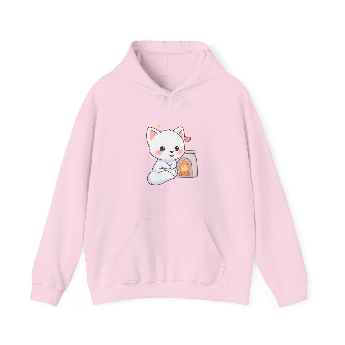Kawaii Arctic Fox Hoodie for Cozy Fireplace Evenings