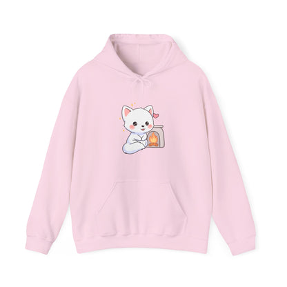 Kawaii Arctic Fox Hoodie for Cozy Fireplace Evenings