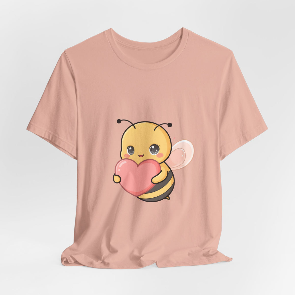 Kawaii Bee T-Shirt: Sweet Heart-Loving Unisex Tee