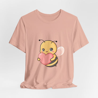 Kawaii Bee T-Shirt: Sweet Heart-Loving Unisex Tee