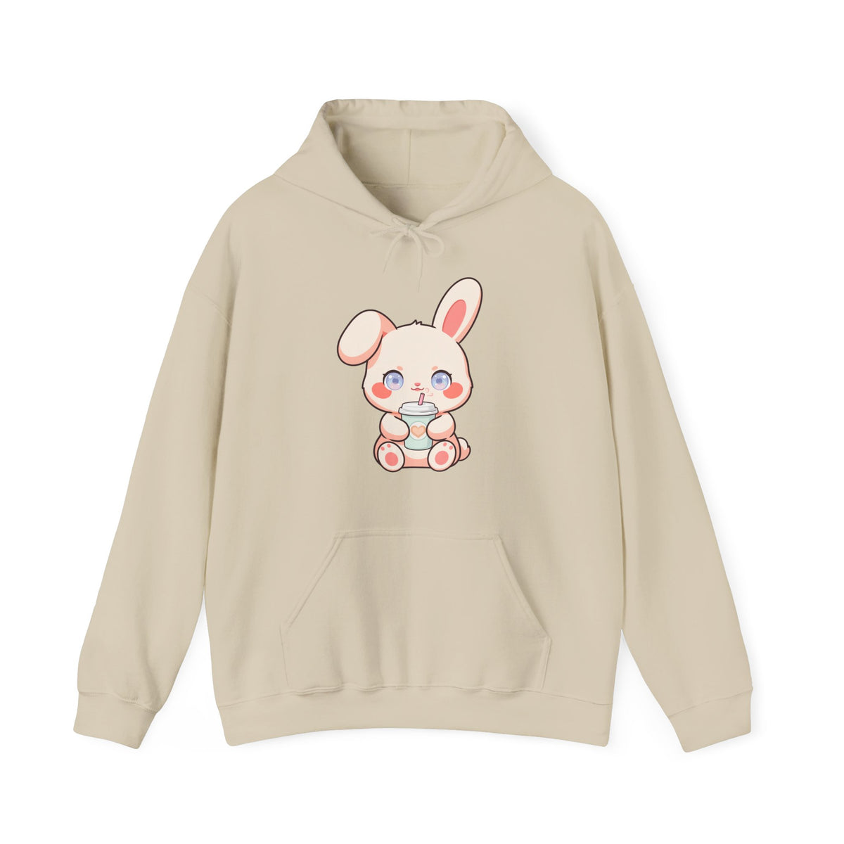 Kawaii Bunny Latte Hoodie, Cute Coffee Lover Sweatshirt