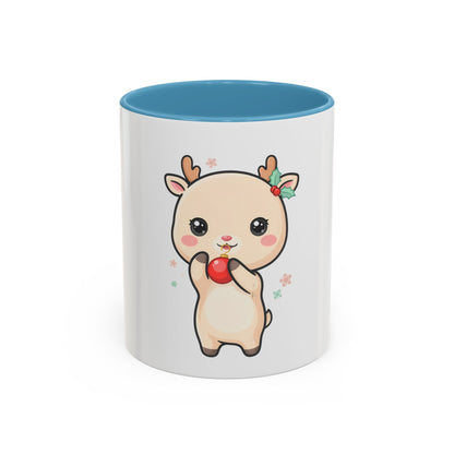Kawaii Reindeer Christmas Accent Coffee Mug