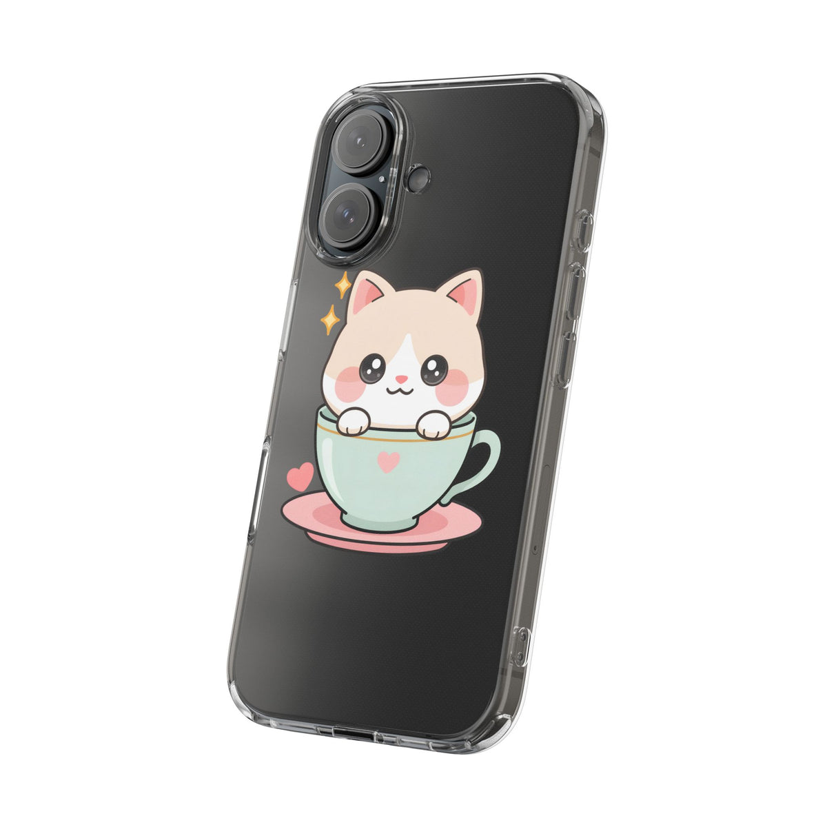 Kawaii Cat Phone Case, Cute Teacup Kitty Gift