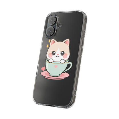 Kawaii Cat Phone Case, Cute Teacup Kitty Gift