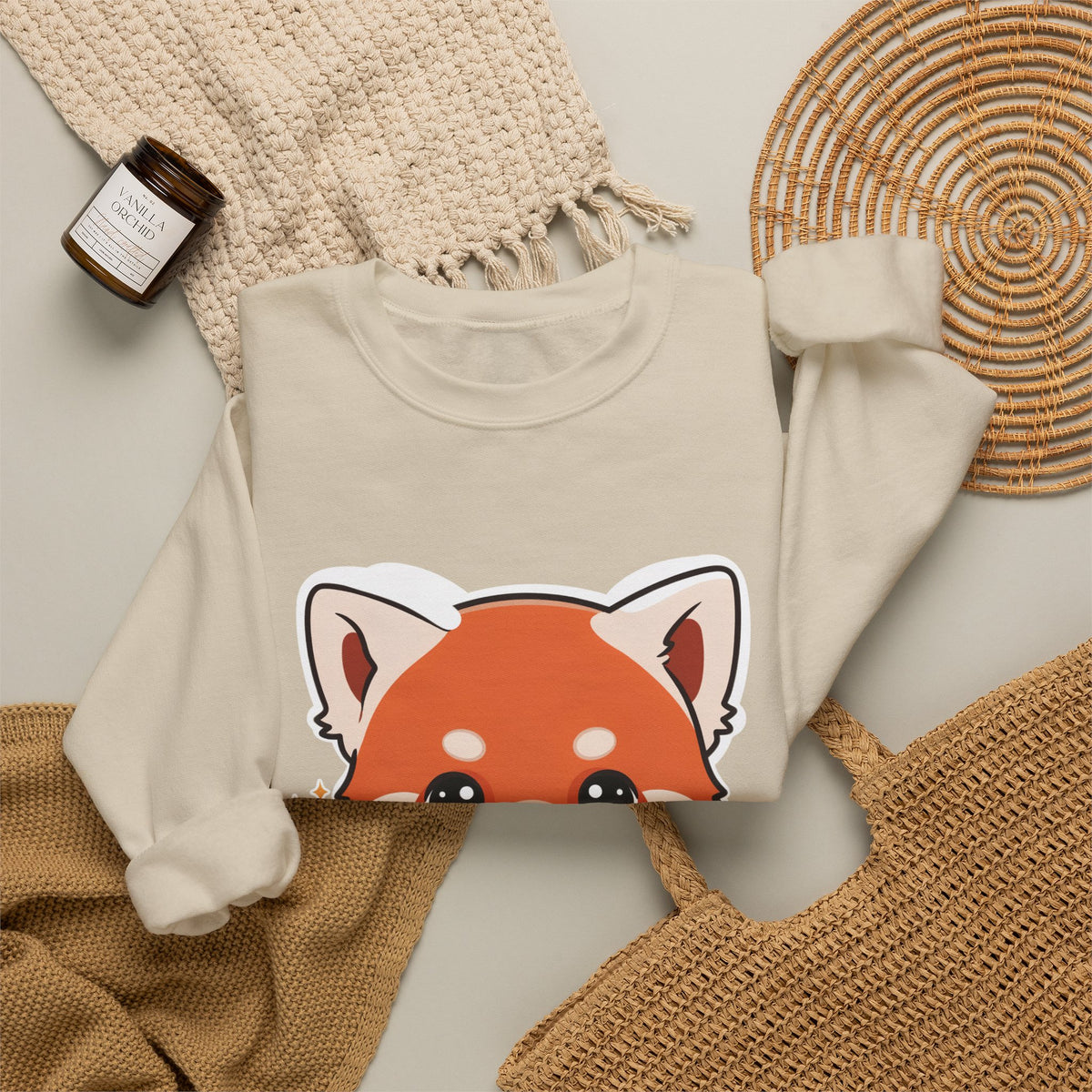Kawaii Red Panda Sweatshirt, Cute Plant Lover Crewneck