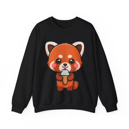 Kawaii Red Panda Sweatshirt, Cute Ice Cream Animal Crewneck