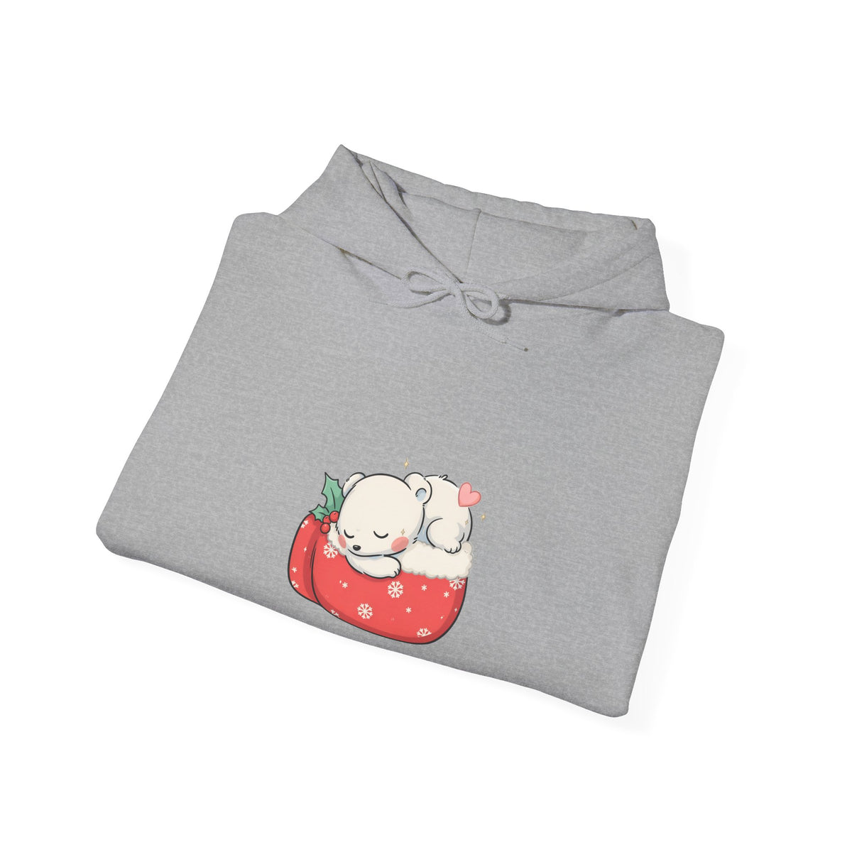Christmas Polar Bear Hoodie, Kawaii Holiday Sweatshirt