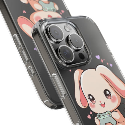 Kawaii Bunny Gamer Clear Impact-Resistant Phone Case