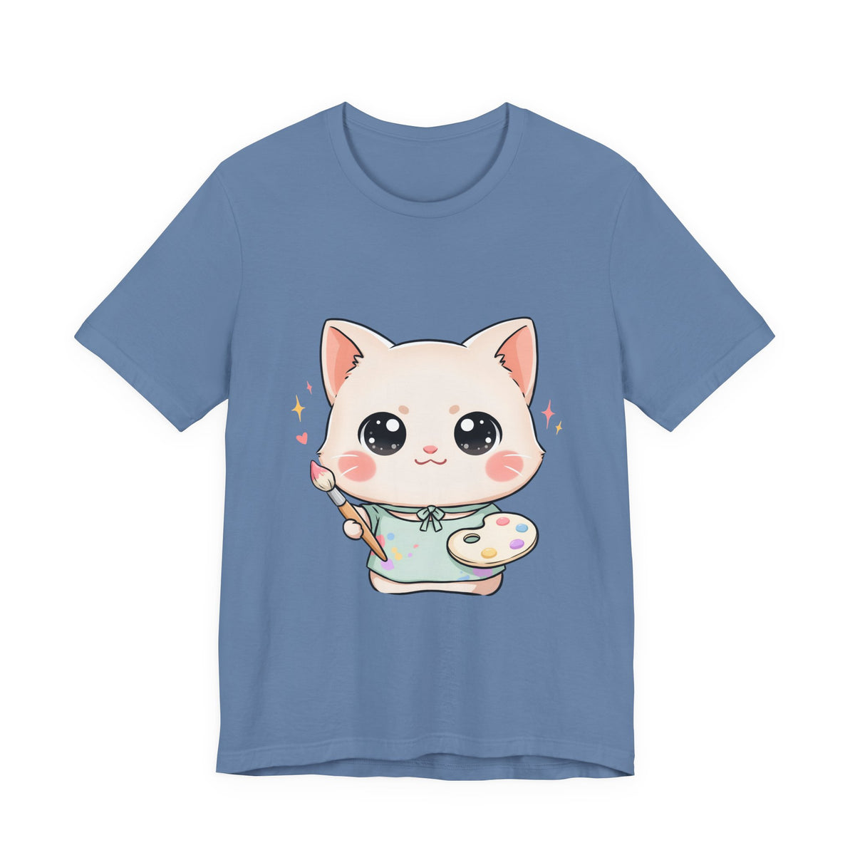 Kawaii Cat Artist T-Shirt for Creative Cat Lovers