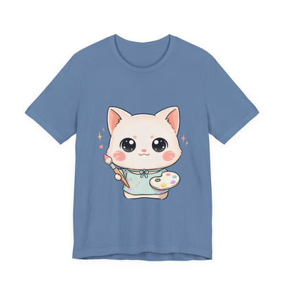 Kawaii Cat Artist T-Shirt for Creative Cat Lovers