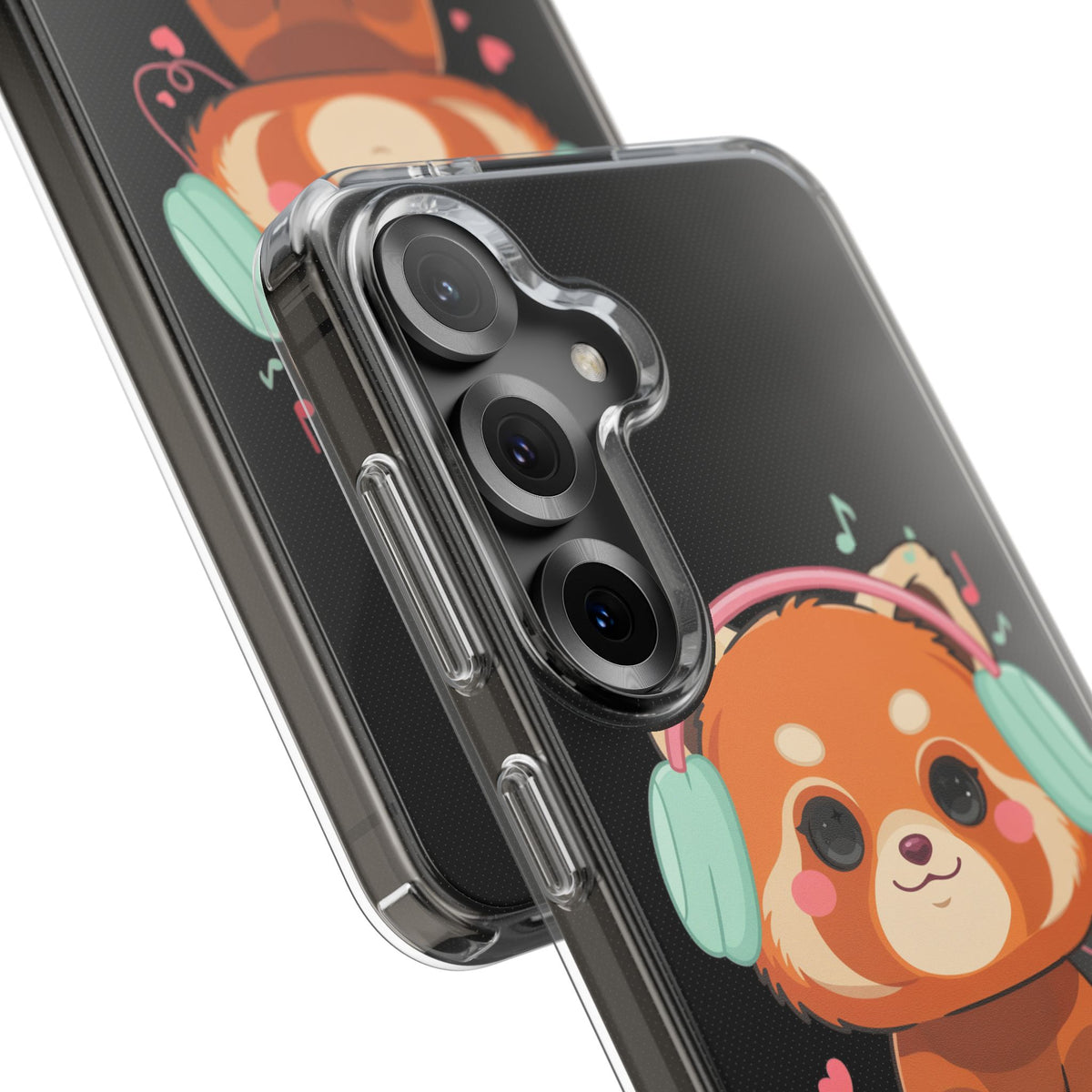 Red Panda Phone Case, Kawaii Music Lover Clear Case