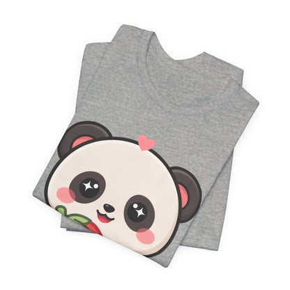 Kawaii Panda Strawberry T-Shirt – Sweet Chibi Animal Tee